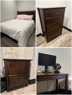 Dark Solid Wood Bedroom Furniture Set