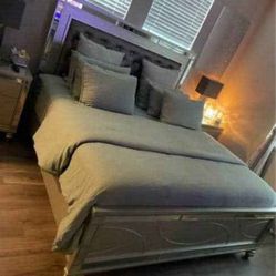 Elegant New Bed Frame With Plush headboard 