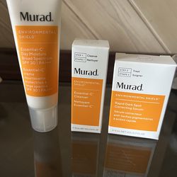 Murad Skincare Bundle – Essential-C Moisturizer + Cleanser + Dark Spot Serum – Travel/Full Size – New