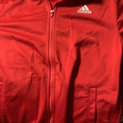 Adidas Essentials Red Zip Up Hoodie 
