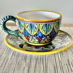 Deruta Large Cup and Saucer