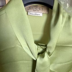 Gucci Women’s Long Sleeve Silk Green Blouse 