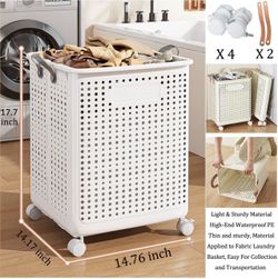 Rolling Laundry Hamper with Wheels and Handles