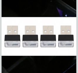 4 PCS Blue USB LED Car Interior Atmosphere Lamps, Plug-in