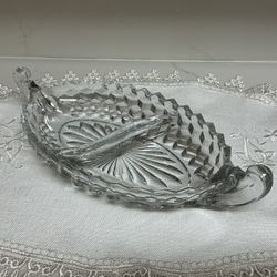 Vintage Fostoria American Glass Cube Cubist Serving Dish 12” X 1 7/8” 