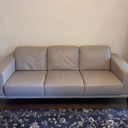 Ashbury Gray Leather Sofa Three-Seater 80inches 