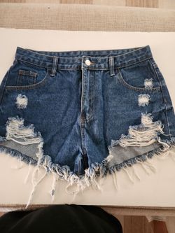 High-Waist Distressed Denim Cutoff Shorts