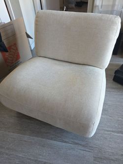 Armless Accent Chair Beige Fabric