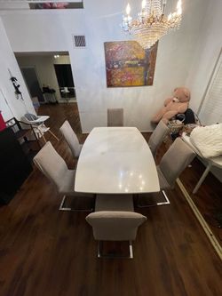 Modern white dining table