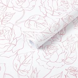 Heroad Peel and Stick Wallpaper Floral Pink Rose Wall Paper Boho Contact Paper Removable Flower Wallpaper for Bedroom Cabinets Self-Adhesive Decoratio
