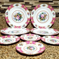 ROYAL ALBERT LADY CALYLE BONE CHINA PLATES  8 pcs 