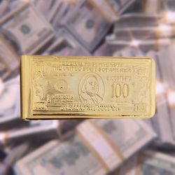 $100 Bill Gold Plated  Money clip