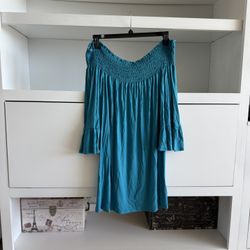 Blue Shoulder Smocked Dress - Size M