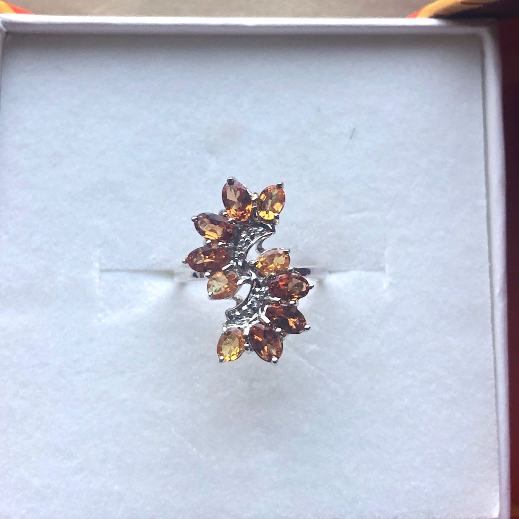 Marquis Hessonite Garnet Ring