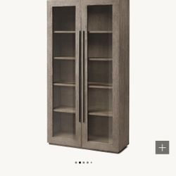 RH Machinto Glass Cabinet Restoration Hardware 77.5" Height Rare Book Case / Bar