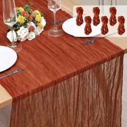 6 Pack Cheesecloth Table Runner, Runner Gauze Boho Wedding Decor Romantic Table Runner For Wedding Birthday Party(35" X 118") (Terracotta)
