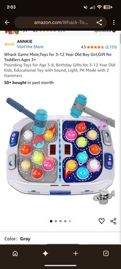 Whack-a-Mole Game Toy with 2 Hammers