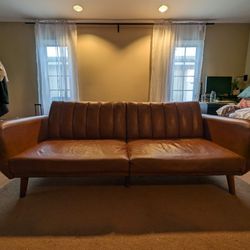 Faux Leather Convertible Sofa-Futon