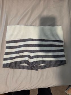Knit Striped Shorts with Ribbed Waistband