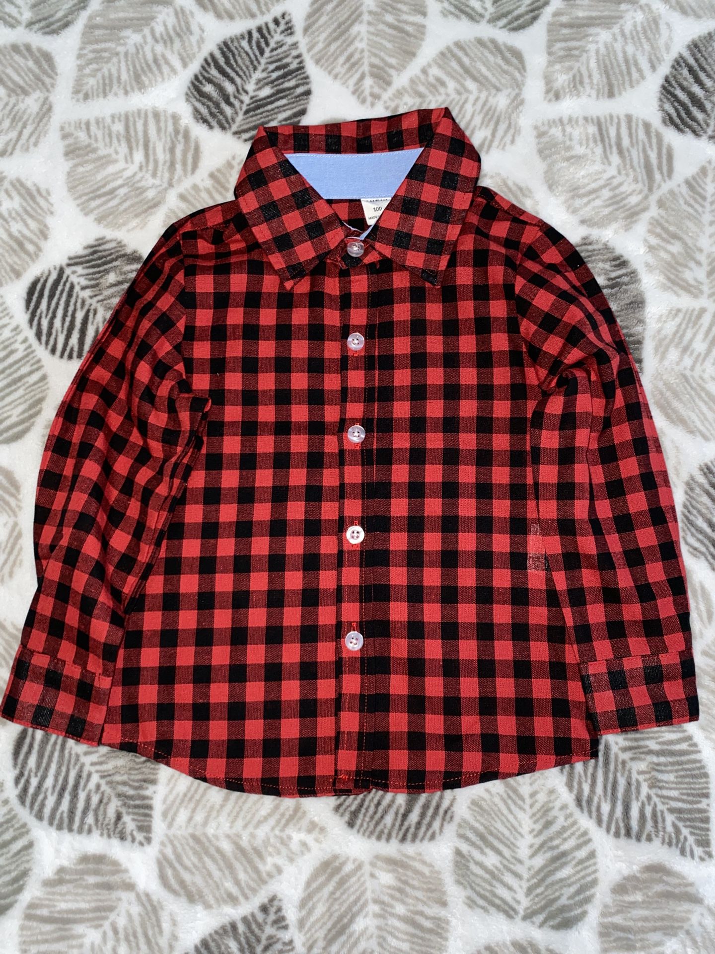 Shein 3t Boy Red Plaid Flannel Shirt