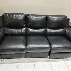 3-Seater Electric Reclining Sofa - Black Leather