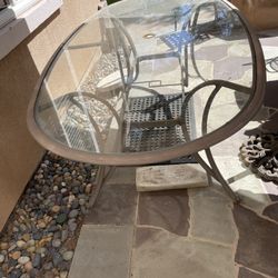 Large Aluminum And Glass Patio Table