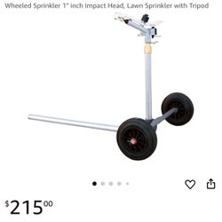 Wheeled Sprinkler 1" inch Impact Head, Lawn Sprinkler with Tripod