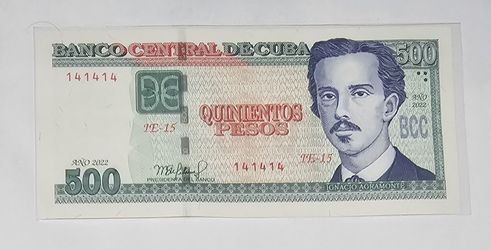 500 Pesos 2022 Cuba Serie 141414 Repetidor UNC 