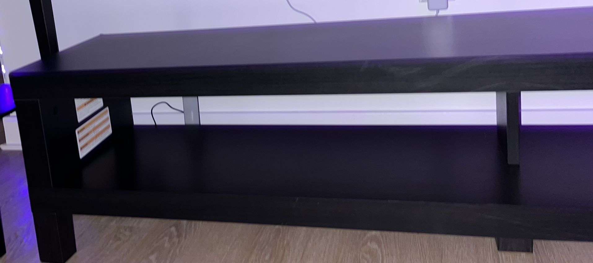 Black Low TV Stand w/ Shelf – 63″ Long – $40