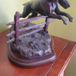 Bronze Statue: Dog Jumpin Fence
