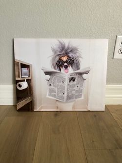 Funny Dog Reading Newspaper Canvas Wall Art