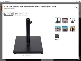 Patio Umbrella Base, Metal Built-in Cement Umbrella Stand, Black  Model # SDUS-021 Shop AURA OUTDOOR 40 lbs. Patio Umbrella Base, Metal Built-in Cemen