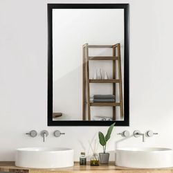 Rectangular Wall Mirror 24" x 36" Entryway, Black