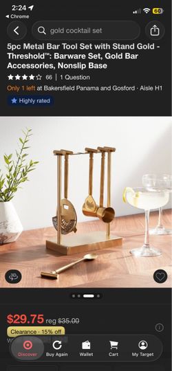 5 piece metal bar tool set with gold stand