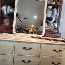 Vintage Dixie Solid Wood  Longboy Dresser and Mirror