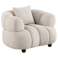 Whitney Pebble Contemporary Channel Tufted Woven Fabric Upholstered Accent Chair