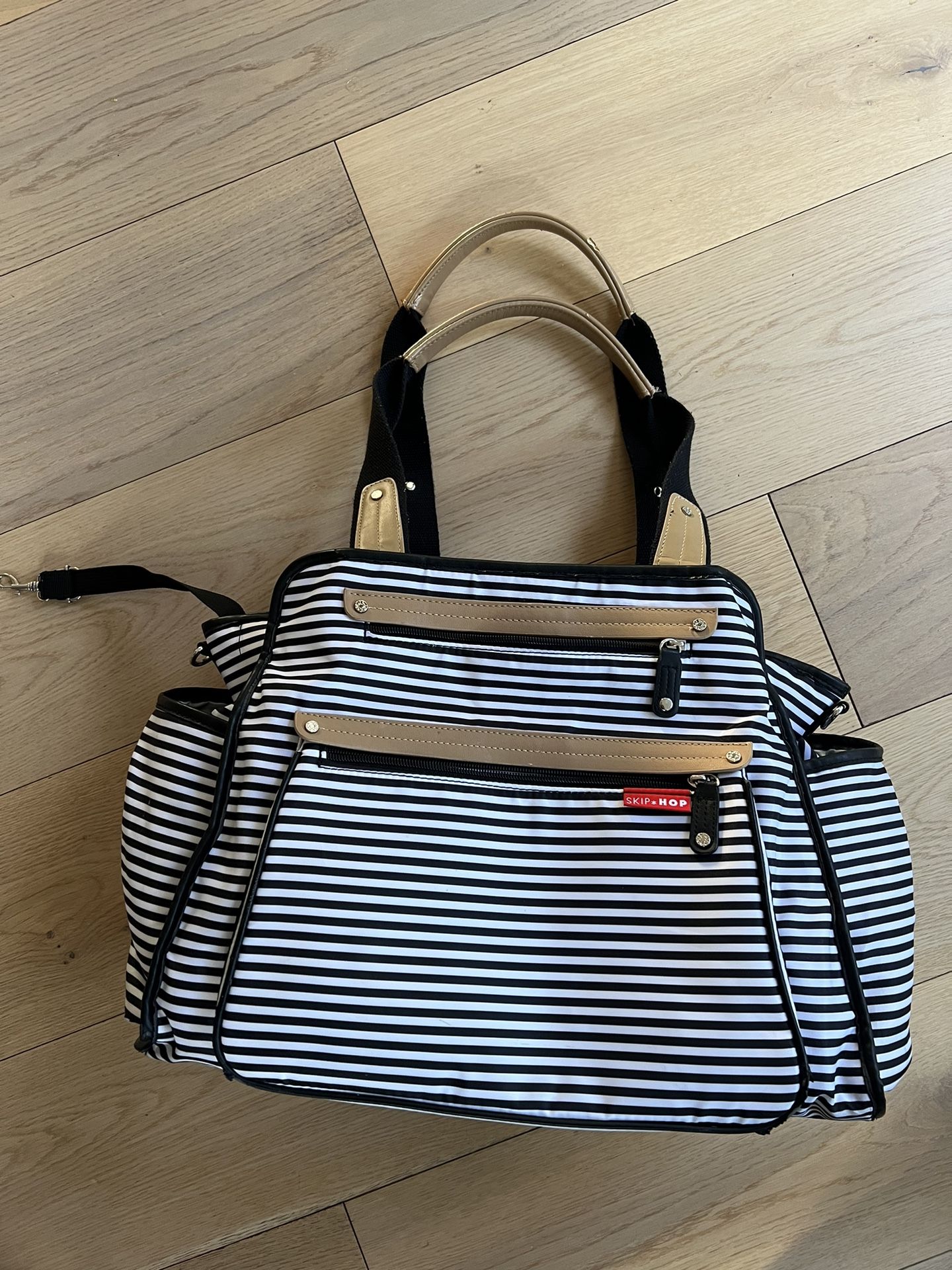 Skip Hop Grand Central Diaper Bag - Black & White Stripe