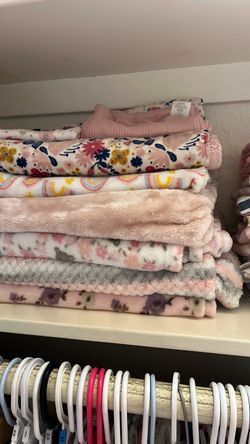 Baby Girl Blankets and Clothing Bundle
