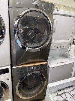 Electrolux  dark gray washer and gas dryer. Front load
