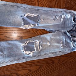 Flying Monkey Size 27 Ultra high rise straight leg distressed Americana jeans 100% Cotton