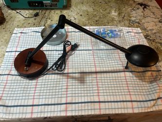 Wall lamp — black with wood base