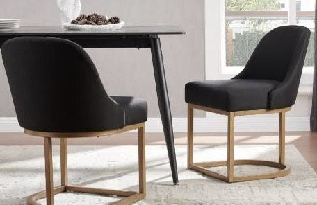 Leick Furniture Barrelback Dining Chair in Black Linen