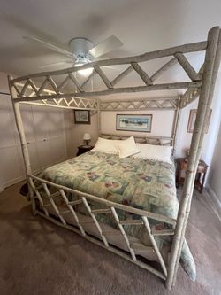 Rustic Log Canopy Bed Set
