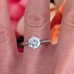 SALE! - 1CT Moissanite Diamond Solitaire Engagement Ring, 18k Gold Plated 925 Sterling Silver - Size 5, 6, 7, and 8 available 