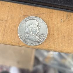 1957 silver Benjamin half dollar