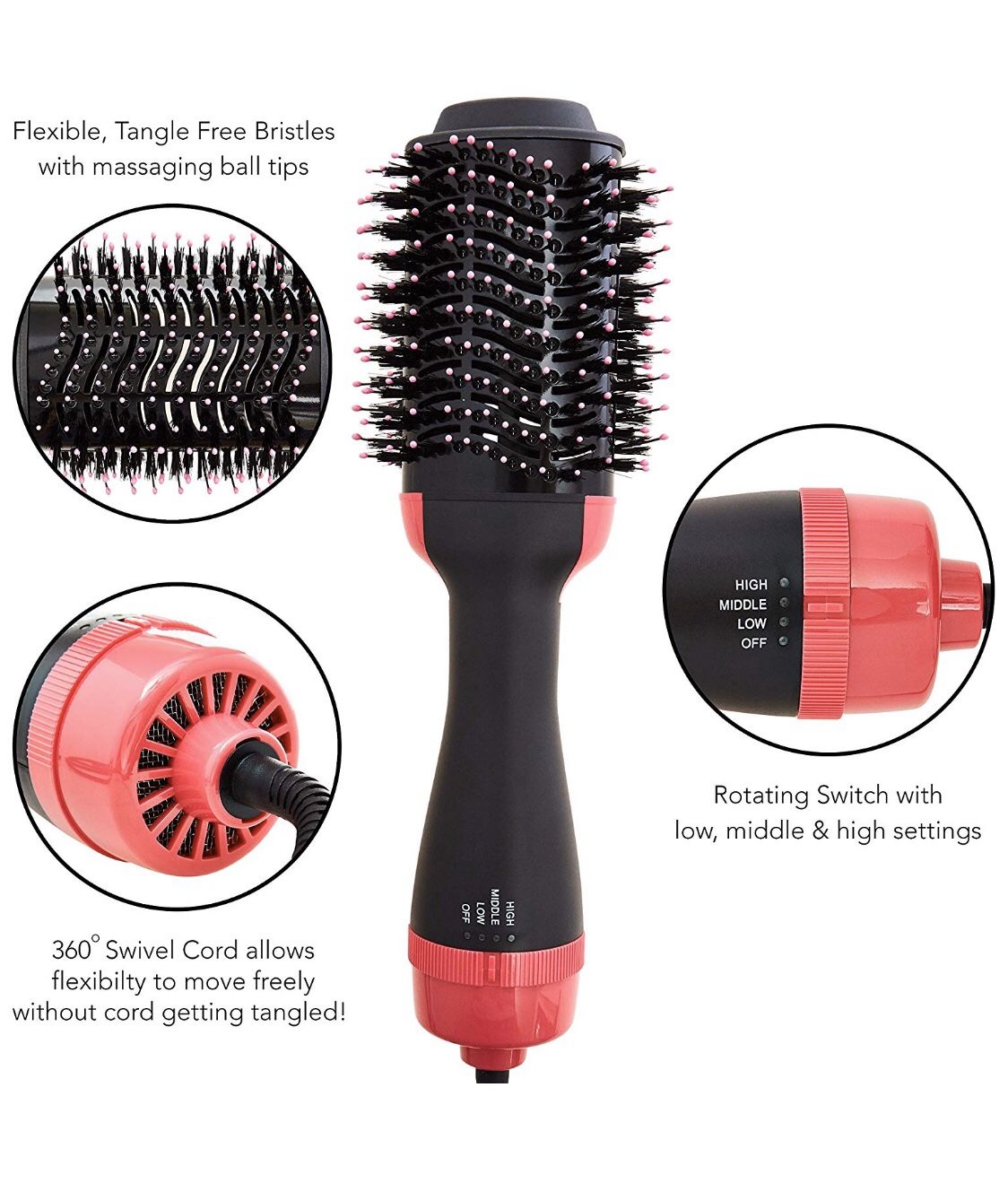 Hair Brush Dryer - Hairdryer/Straightener/Blowdryer/Volume/Straightening/Styling - Blow Dryers - Hot Volumizing Hairbrush - Amazing Salon Drying - Ha