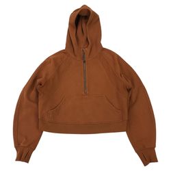 Lululemon Scuba Oversized 1/2 Zip Hoodie XS/S Extra Small Sweatshirt Cropped Tan