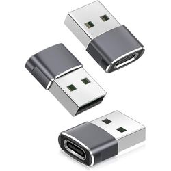 Basesailor USB to USB C Adapter,iPhone 16 16e 15 Pro Max Charger Adapter 3Pack,USBC Female to USB A Male,Type C OTG Converter for Apple Watch iWatch 1