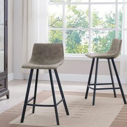 Dapple Gray, Matte Black Legs, Counter Height Bar Stools