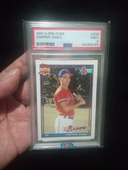 Chipper Jones Oo-Pee-chee Topps 1991 Rookie Card PSA 9 Mint